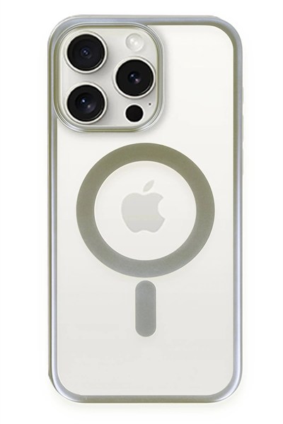 Mey İthalat®  iPhone 15 Pro Max Kılıf Erozi Magsafe Kapak - Gri