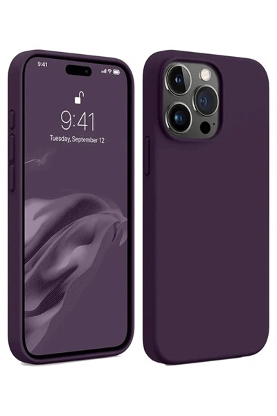 Mey İthalat®  iPhone 15 Pro Max Kılıf First Silikon - Mürdüm