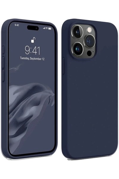 Mey İthalat®  iPhone 15 Pro Max Kılıf First Silikon - Lacivert