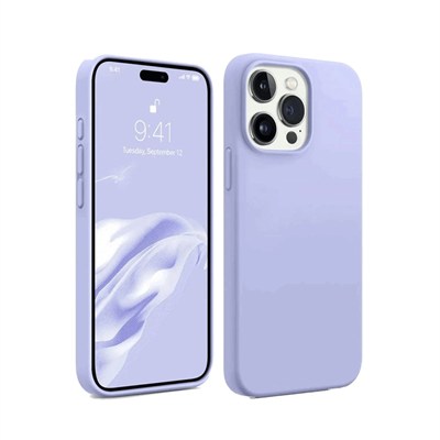 Mey İthalat®  iPhone 15 Pro Max Kılıf First Silikon - Lila
