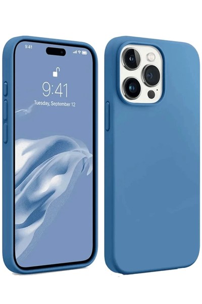 Mey İthalat®  iPhone 15 Pro Max Kılıf First Silikon - Mavi