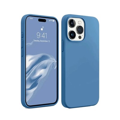 Mey İthalat®  iPhone 15 Pro Max Kılıf First Silikon - Mavi