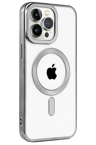 Mey İthalat®  iPhone 15 Pro Max Kılıf Kronos Magsafe Kapak - Titanyum Gri