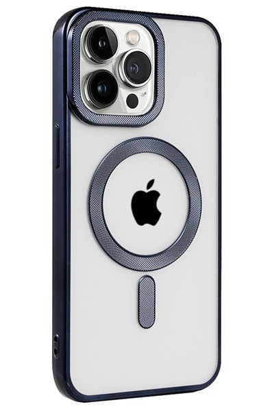 Mey İthalat®  iPhone 15 Pro Max Kılıf Kronos Magsafe Kapak - Lacivert