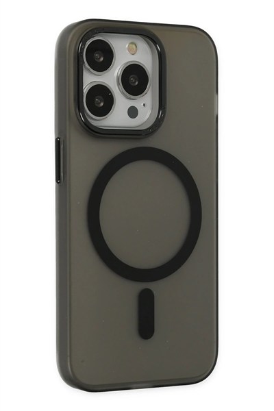 Mey İthalat®  iPhone 15 Pro Max Kılıf Lodos Magneticsafe Mat Kapak - Siyah