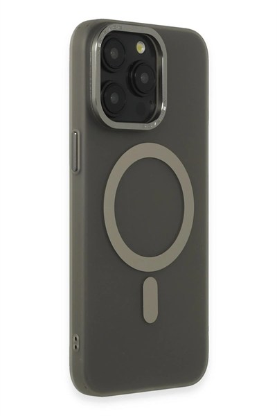 Mey İthalat®  iPhone 15 Pro Max Kılıf Lodos Magneticsafe Mat Kapak - Titan Gri