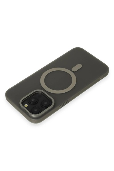 Mey İthalat®  iPhone 15 Pro Max Kılıf Lodos Magneticsafe Mat Kapak - Titan Gri