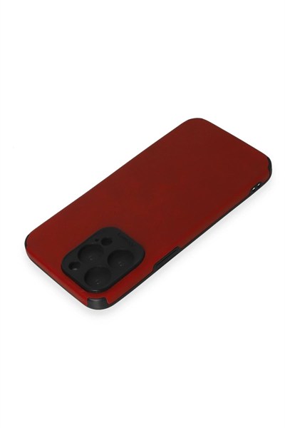 Mey İthalat®  iPhone 15 Pro Max Kılıf Loop Deri Silikon - Kırmızı