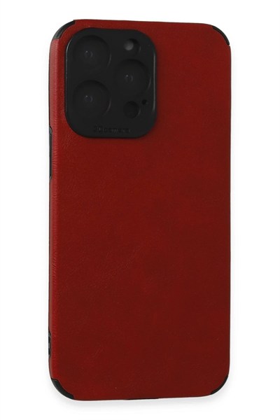 Mey İthalat®  iPhone 15 Pro Max Kılıf Loop Deri Silikon - Kırmızı