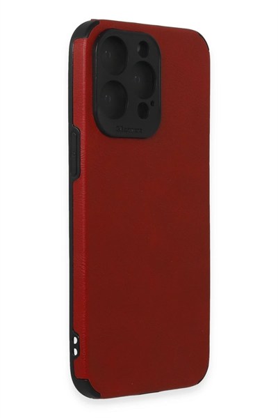 Mey İthalat®  iPhone 15 Pro Max Kılıf Loop Deri Silikon - Kırmızı