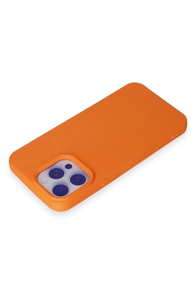 Mey İthalat®  iPhone 15 Pro Max Kılıf Nano içi Kadife Silikon - Turuncu