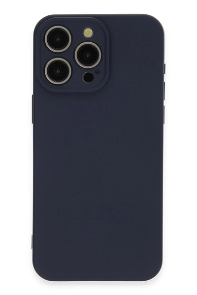 Mey İthalat®  iPhone 15 Pro Max Kılıf Nano içi Kadife Silikon - Lacivert