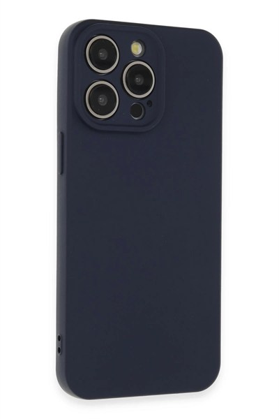 Mey İthalat®  iPhone 15 Pro Max Kılıf Nano içi Kadife Silikon - Lacivert