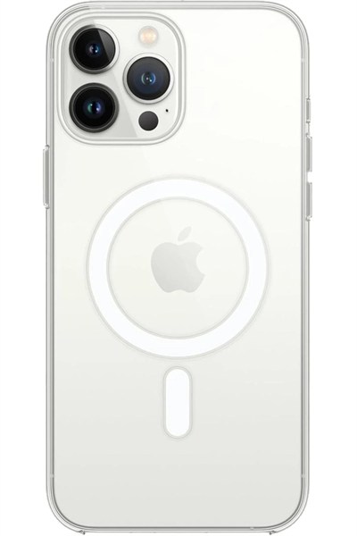 Mey İthalat®  iPhone 15 Pro Max Kılıf Pc Real Magsafe Kapak - Şeffaf