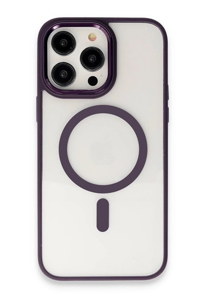Mey İthalat®  iPhone 15 Pro Max Kılıf Room Magneticsafe Silikon - Derin Mor