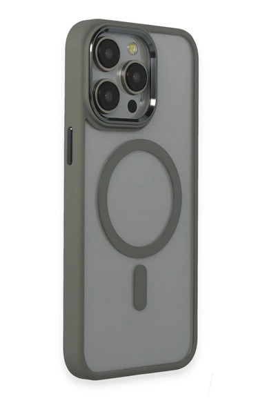 Mey İthalat®  iPhone 15 Pro Max Kılıf Room Magneticsafe Silikon - Gri