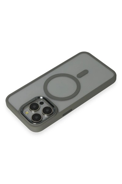 Mey İthalat®  iPhone 15 Pro Max Kılıf Room Magneticsafe Silikon - Gri