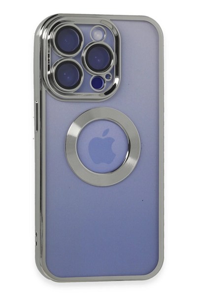 Mey İthalat®  iPhone 15 Pro Max Kılıf Slot Silikon - Gümüş
