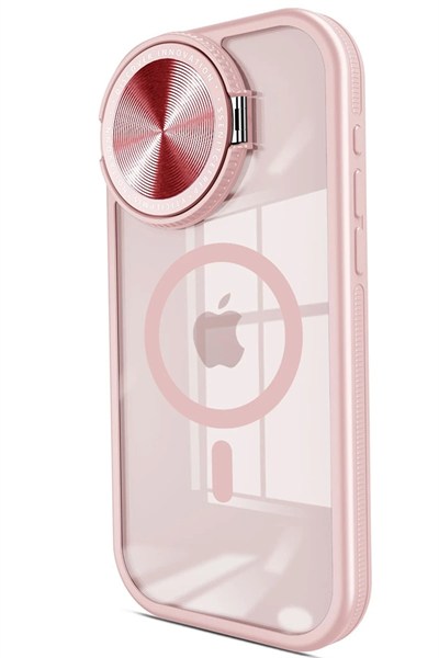 Mey İthalat®  iPhone 15 Pro Max Kılıf Teleskop Lens Magsafe Silikon Kapak - Pembe