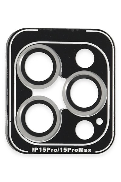 Mey İthalat®  iPhone 15 Pro Max PVD Metal Kamera Lens - Gümüş