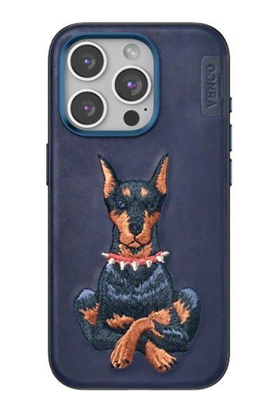 Mey İthalat®  iPhone 15 Pro Max Perma Desenli Kapak - Lacivert