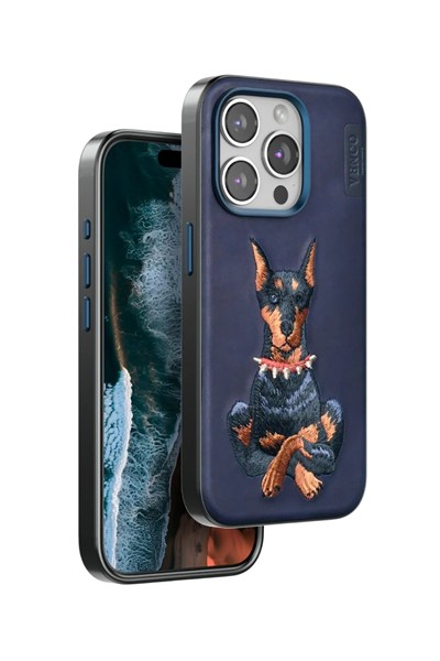 Mey İthalat®  iPhone 15 Pro Max Perma Desenli Kapak - Lacivert