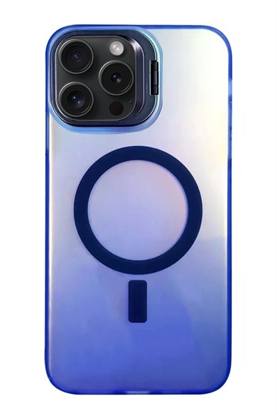 Mey İthalat®  iPhone 15 Pro Max Primera Magsafe Standlı Kapak - Lacivert