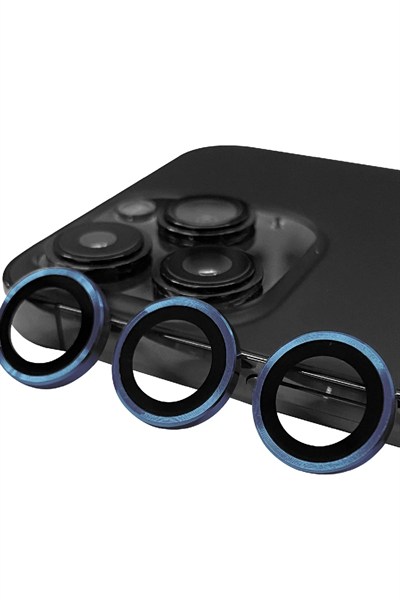 Mey İthalat®  iPhone 15 Pro Max Raze Metal Kamera Lens - Lacivert