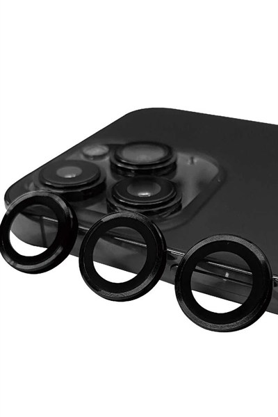 Mey İthalat®  iPhone 15 Pro Max Raze Metal Kamera Lens - Siyah