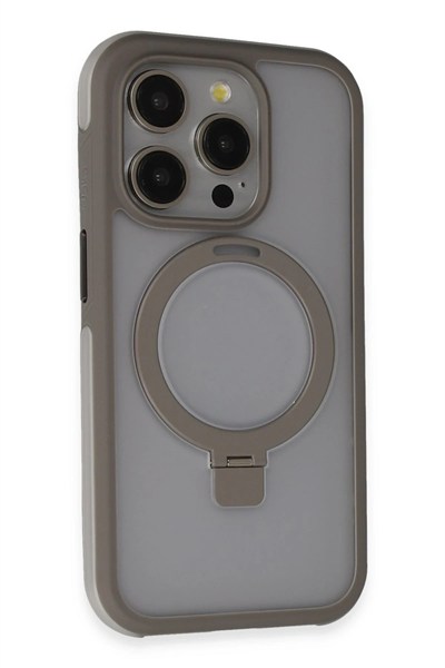 Mey İthalat®  iPhone 15 Pro Max Zorda Airbag Magsafe Standlı Kapak - Titan Gri