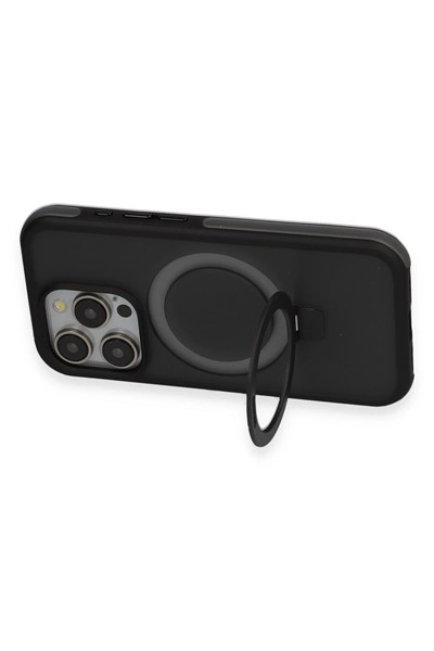 Mey İthalat®  iPhone 15 Pro Max Zorda Airbag Magsafe Standlı Kapak - Titan Gri