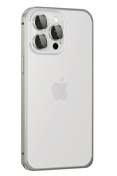 Mey İthalat®  iPhone 15 Pro Metal Bumper Mat Kapak - Gri