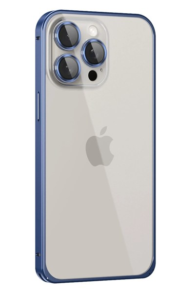 Mey İthalat®  iPhone 15 Pro Metal Bumper Mat Kapak - Lacivert