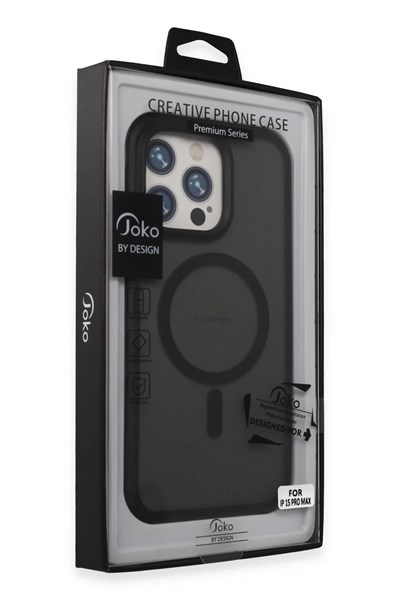 Mey İthalat®  iPhone 15 Pro Toras Airbag Magsafe Kapak - Siyah