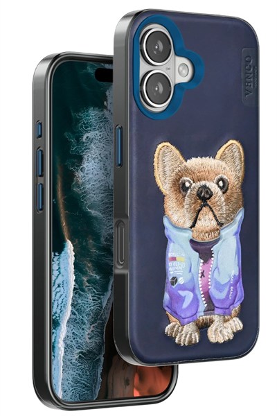 Mey İthalat®  iPhone 16 Cute Desenli Kapak - Lacivert