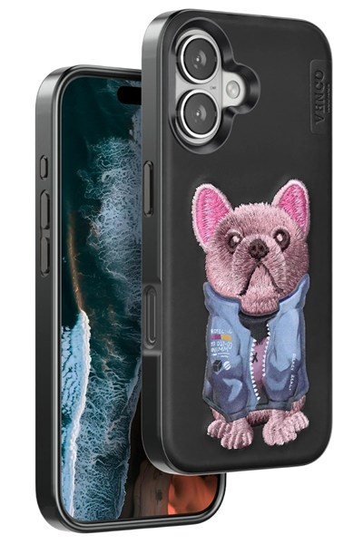 Mey İthalat®  iPhone 16 Cute Desenli Kapak - Siyah