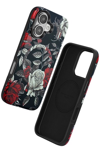 Mey İthalat®  iPhone 16 Flower Series Magsafe Kapak - Siyah