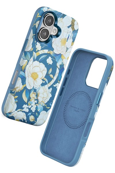 Mey İthalat®  iPhone 16 Flower Series Magsafe Kapak - Mavi