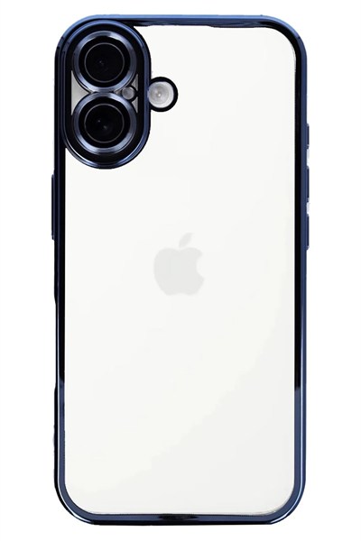 Mey İthalat®  iPhone 16 Kılıf  Lensli Silikon - Açık Mavi