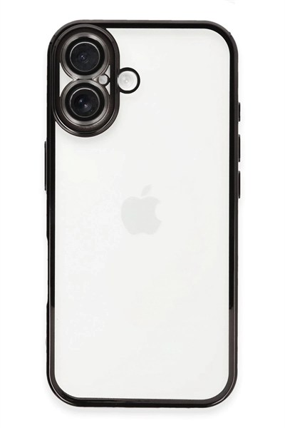 Mey İthalat®  iPhone 16 Kılıf  Lensli Silikon - Siyah