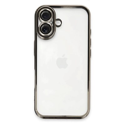 Mey İthalat®  iPhone 16 Kılıf  Lensli Silikon - Titanyum Gri