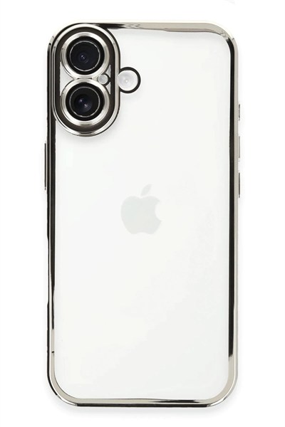 Mey İthalat®  iPhone 16 Kılıf  Lensli Silikon - Gümüş