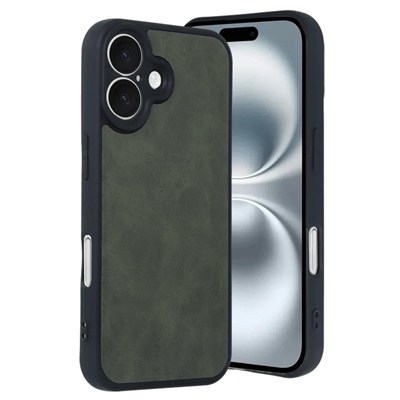 Mey İthalat®  iPhone 16 Kılıf Aras Deri Kapak - Koyu Yeşil