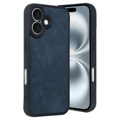 Mey İthalat®  iPhone 16 Kılıf Aras Deri Kapak - Lacivert