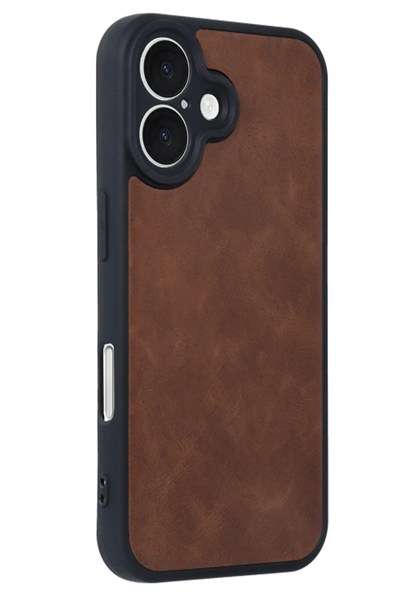 Mey İthalat®  iPhone 16 Kılıf Aras Deri Kapak - Taba