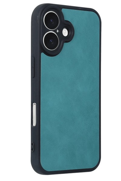 Mey İthalat®  iPhone 16 Kılıf Aras Deri Kapak - Açık Yeşil