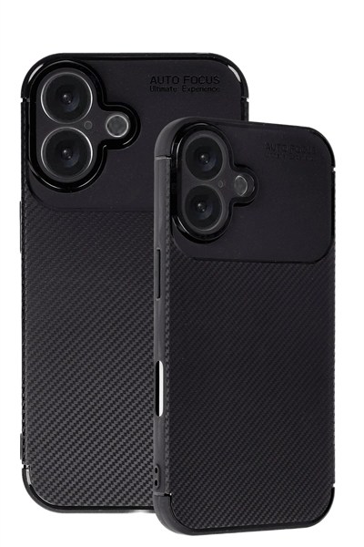 Mey İthalat®  iPhone 16 Kılıf Auto Focus Karbon Kapak - Siyah
