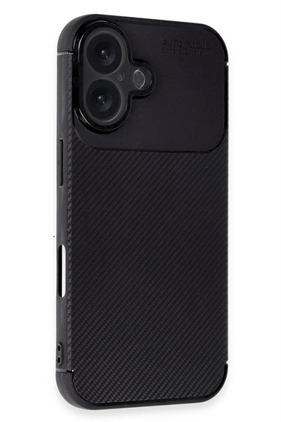 Mey İthalat®  iPhone 16 Kılıf Auto Focus Karbon Kapak - Siyah