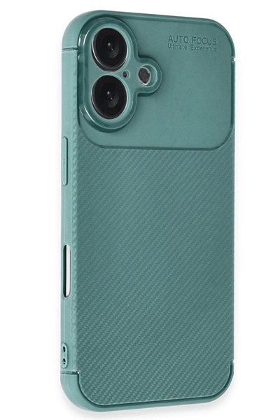 Mey İthalat®  iPhone 16 Kılıf Auto Focus Karbon Kapak - Koyu Yeşil
