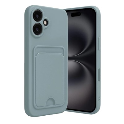 Mey İthalat®  iPhone 16 Kılıf Kelvin Kartvizitli Silikon - Açık Yeşil